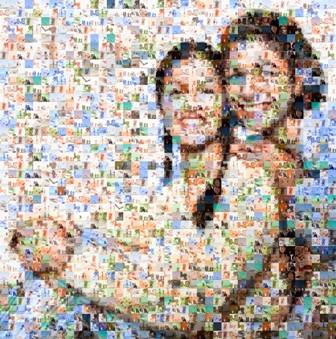Mother and daughter made out of family imagery