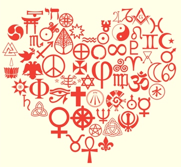 Religious Symbols in shape of heart
