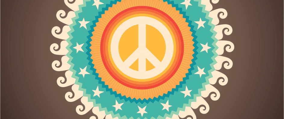 Retro illustration with peace symbol.