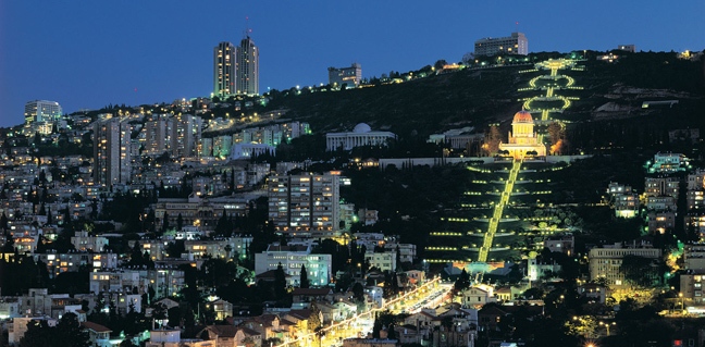 Shrine of the Báb at night, Haifa, Israel