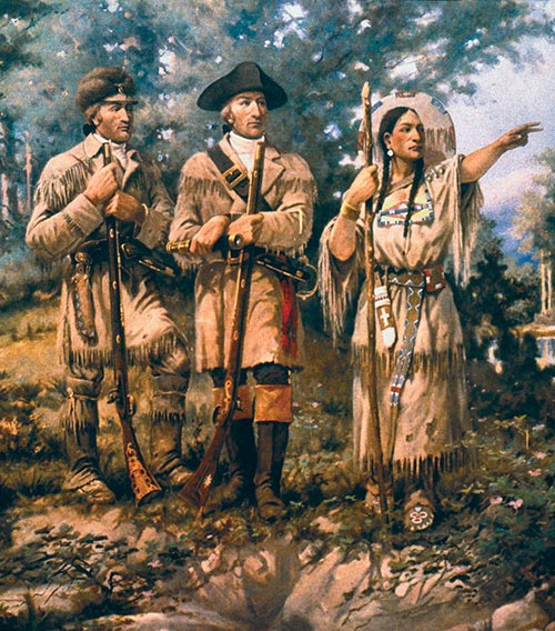 Sacagawea with Lewis and Clark at Three Forks