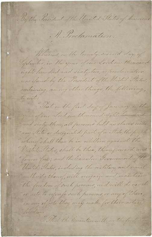 First page of Emancipation Proclamation