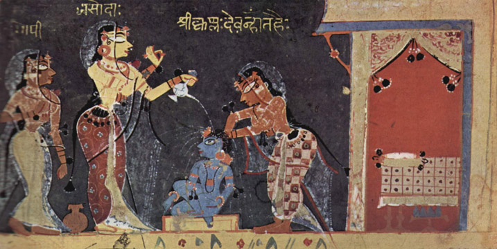 Yashoda bathing the child Krishna