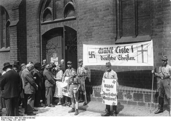 Stormtroopers holding german christian propaganda 1933