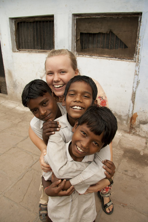 Indian Children with American Girl