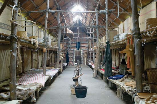 Interior of Iroquois Long House