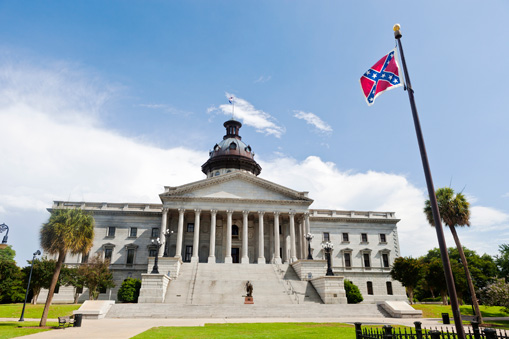 Confederate flag flying over State House in Columbia, SC