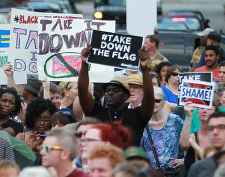 Protests outside the South Carolina State House to take down the confederate flag