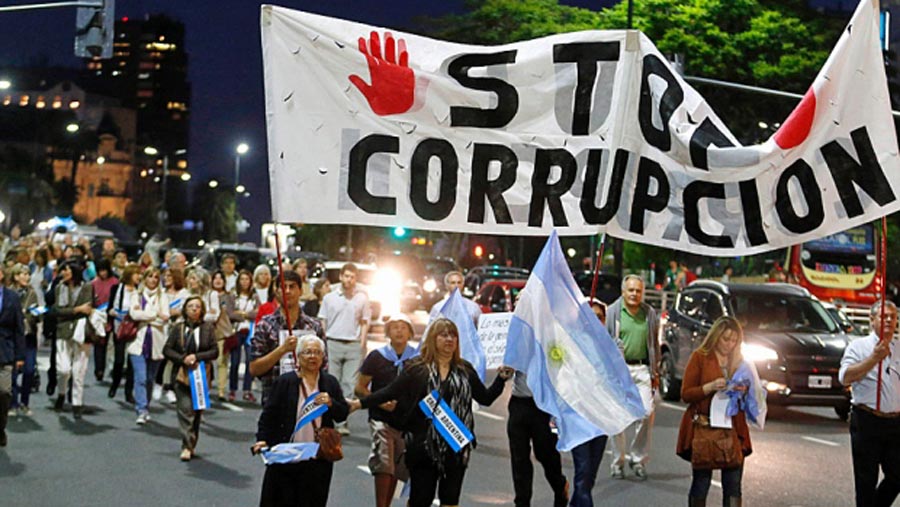 A protest against government corruption takes place in Argentina.