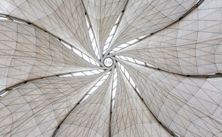 The ceiling of a Bahai temple. A Baha'i symbol.