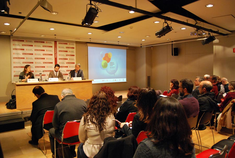 A panel presentation during a conference on religion and governance held in Barcelona, Spain, in March 2015.