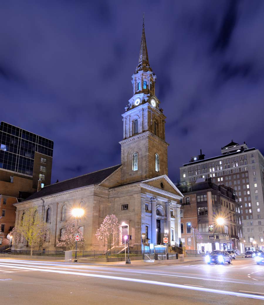 Historic Unitarian Arlington Street Church in Boston, MA