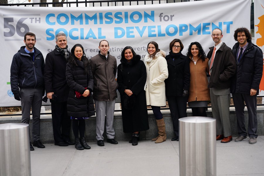 La delegación de la Comunidad Internacional Bahá’í en la 56° Comisión de Desarrollo Social. 
