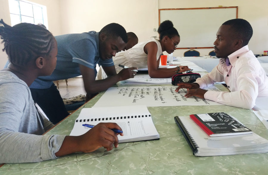 University students in Zambia collaborate on an exercise at the ISGP undergraduate seminar.