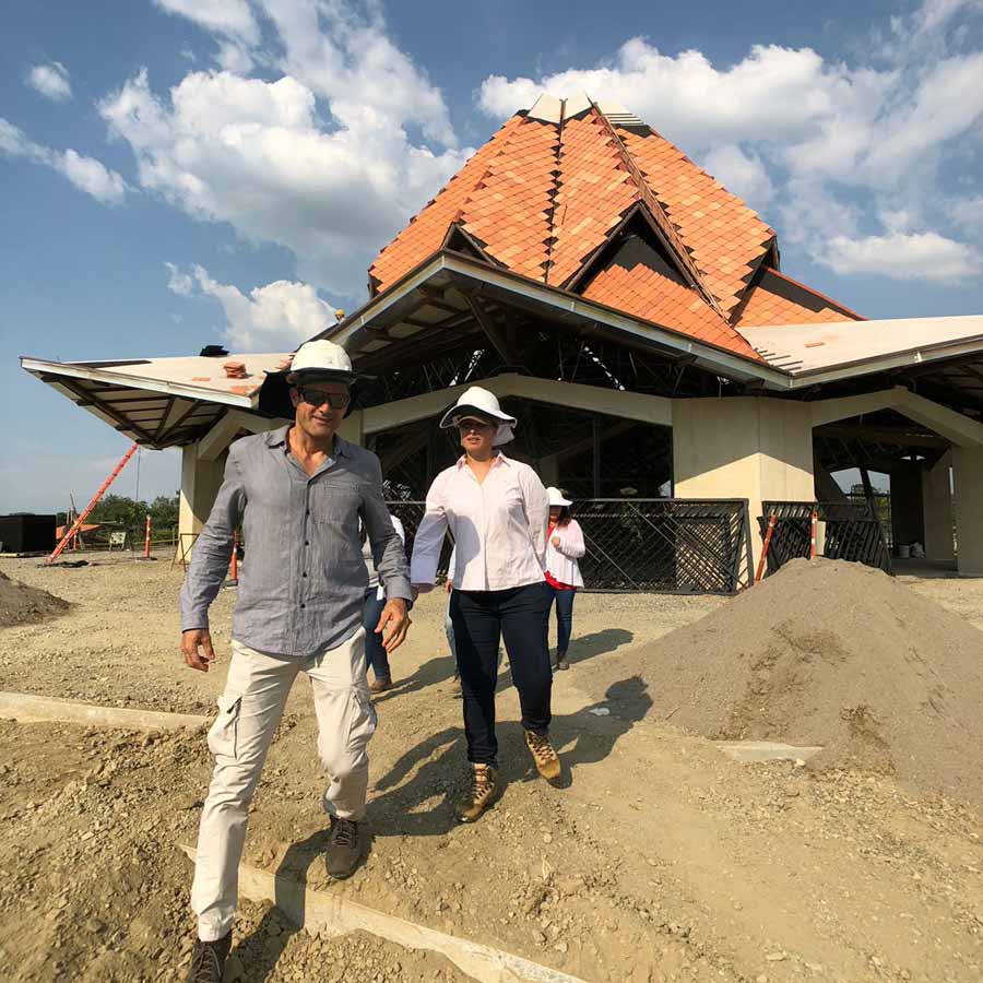 Temple architect Julian Gutierrez Chacón visits the site of the House of Worship in Norte del Cauca to assess the progress of the construction.