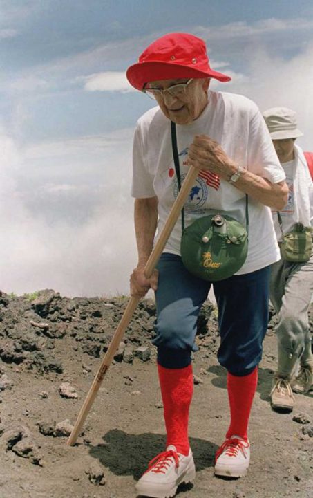 In 1987, Hulda Crooks, a 91-year-old mountaineer from California, became the oldest woman to conquer Mount Fuji, Japan's highest peak.