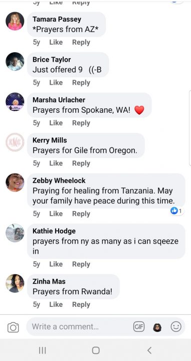 A screenshot of some of the comments my family received on Facebook