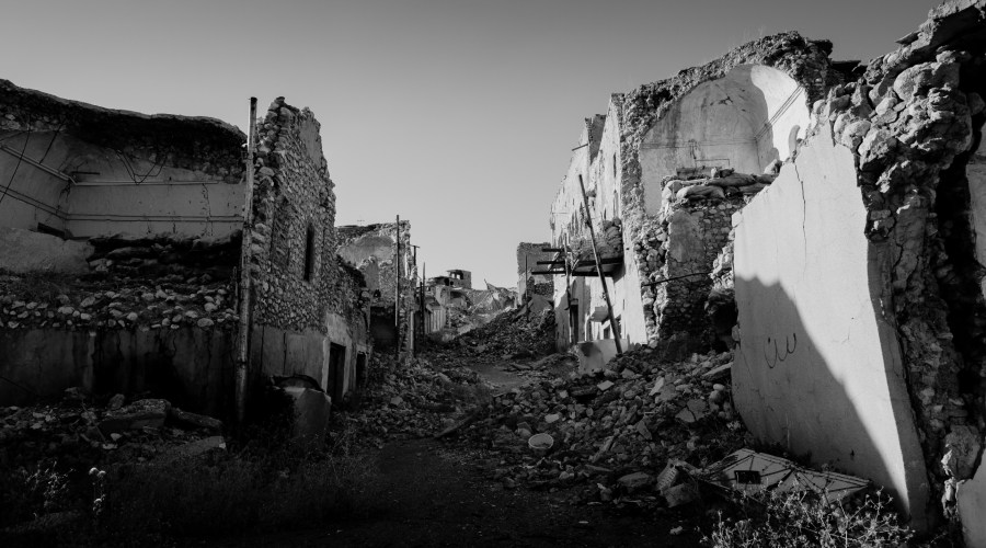 Ruined side-street in Shingal (Sinjar) following war with the Islamic State.