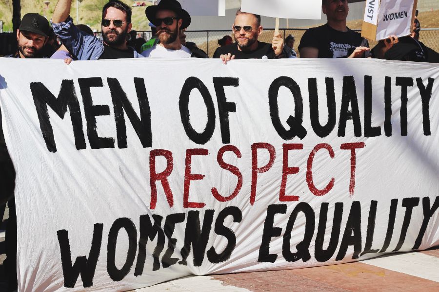 A group of men at the 2017 Women’s March in Los Angeles.