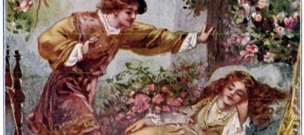 An illustration of the prince finding Sleeping Beauty