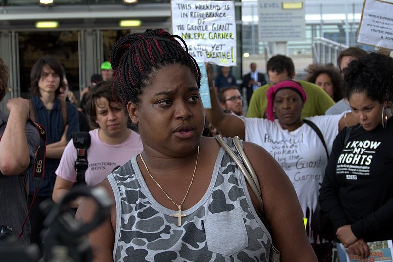 Erica Garner at the 2016 protest entitled "Back to the Streets For Eric Garner"