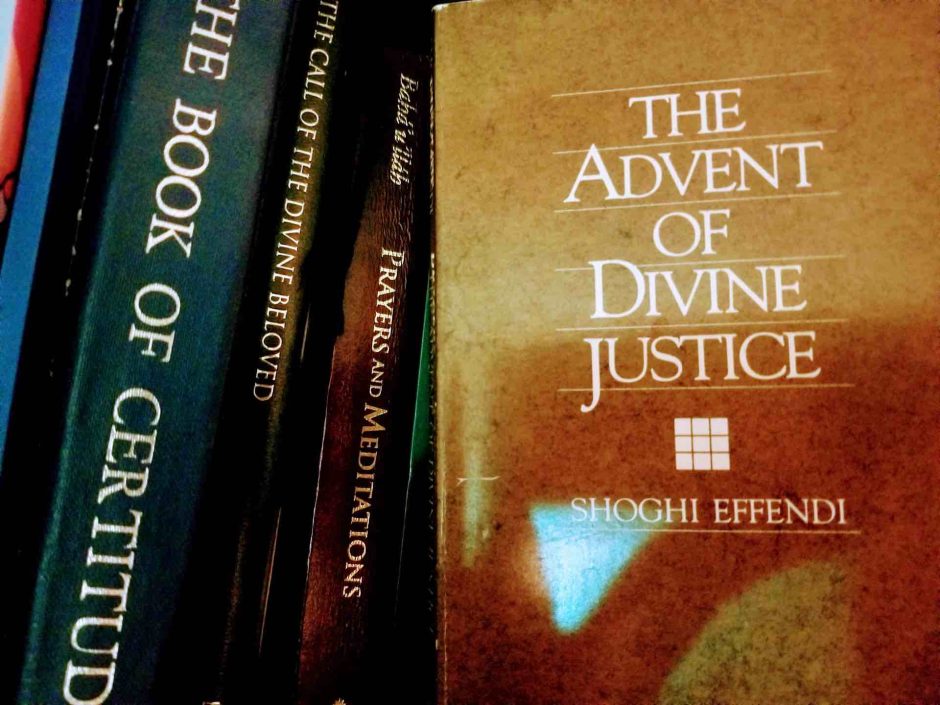 "The Advent of Divine Justice" on my bookshelf
