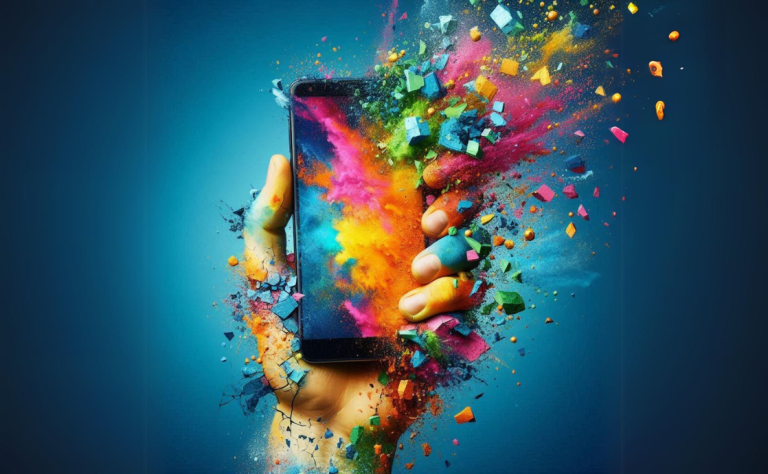 A smartphone crumbling apart: concept of planned obsolescense